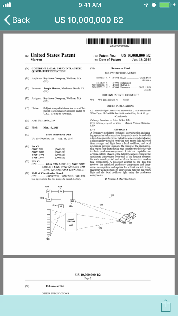 A patent PDF open in Accio Patent, ready to share or sync